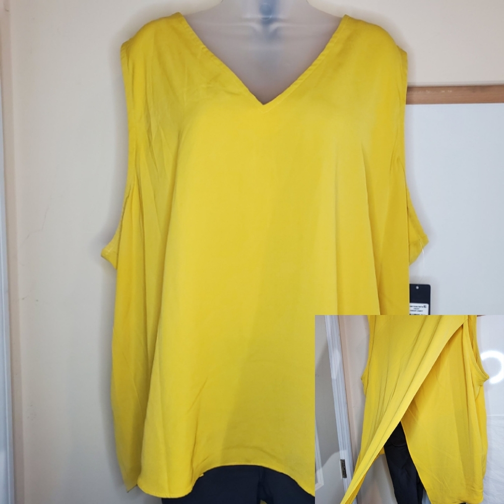 Rachel Rachel Roy Sleeveless V Neck Yellow Tulip Back 3X